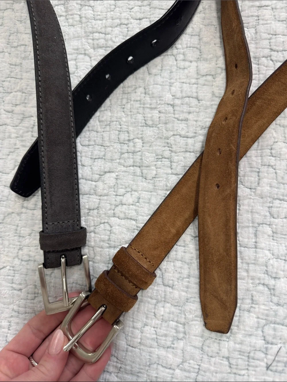 Reversible Men's Suede Belt - Black & Brown